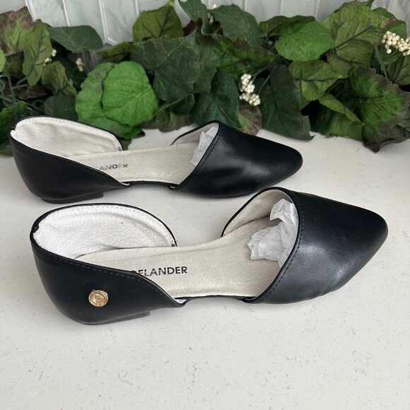 Shoelander Black Pointed-Toe DOrsay Flats Womens Shoes Size 8.5 - Picture 5 of 7